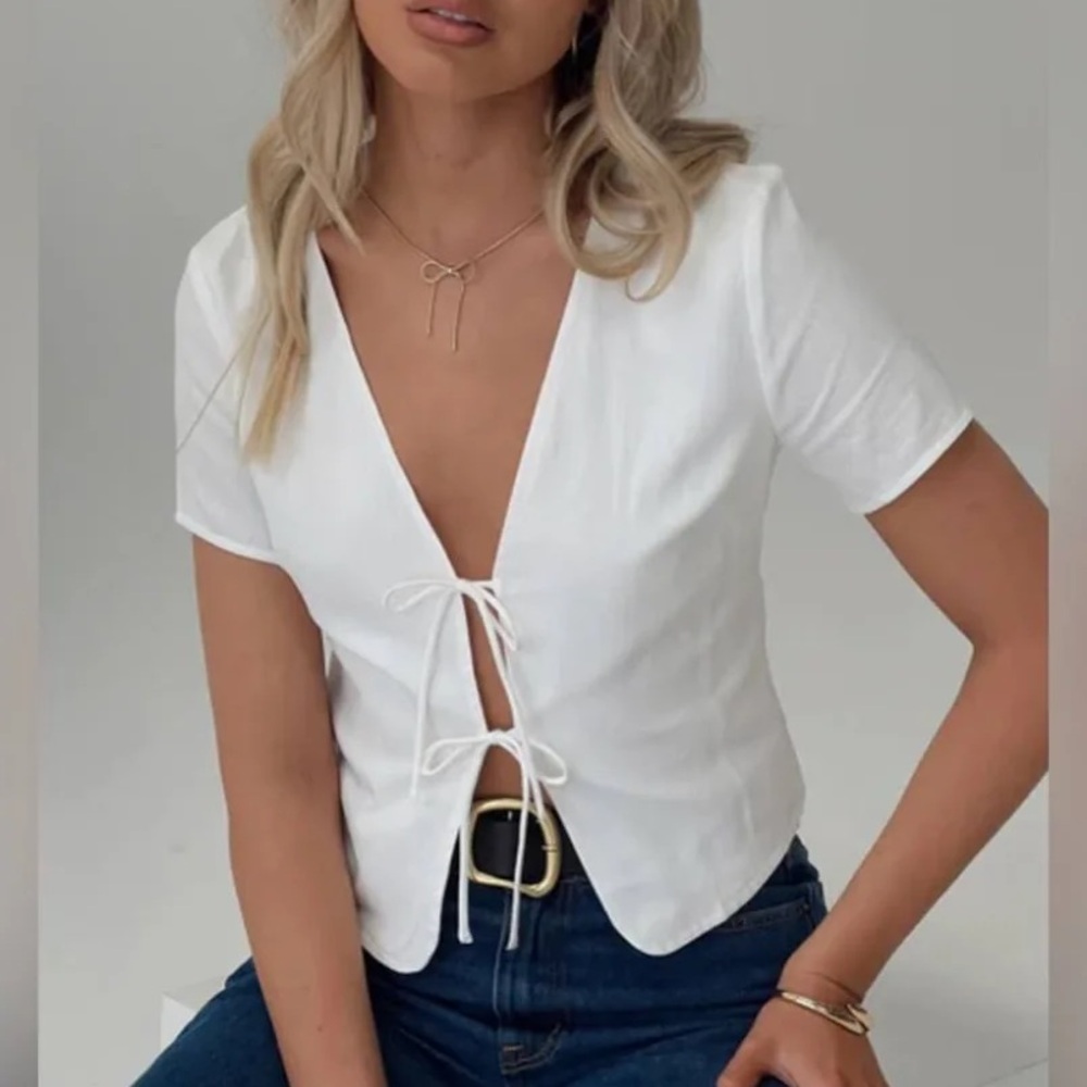 Princess Polly White Tie-Front Top